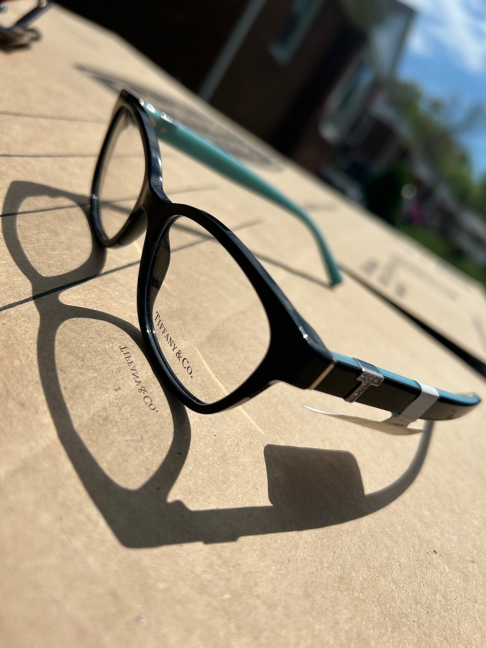 Tiffany & Co. Black Frames with Turquoise Temples Optical Glasses